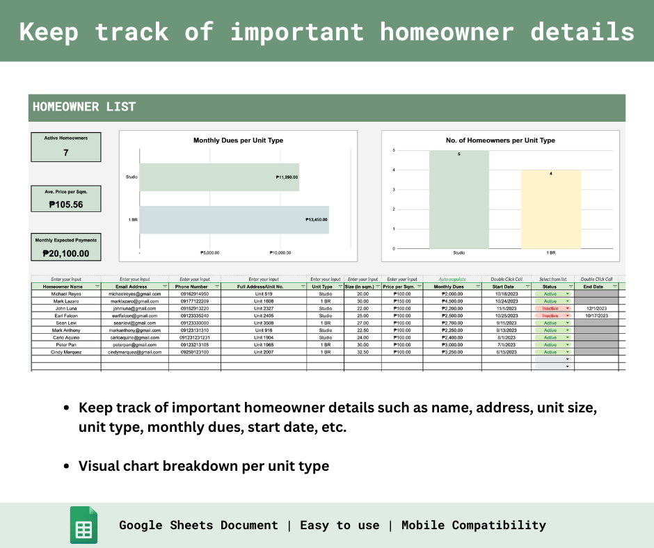 Homeowners Association Payments Tracker