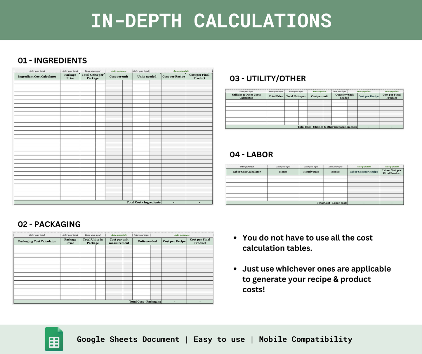 Food Recipe Costing Calculator