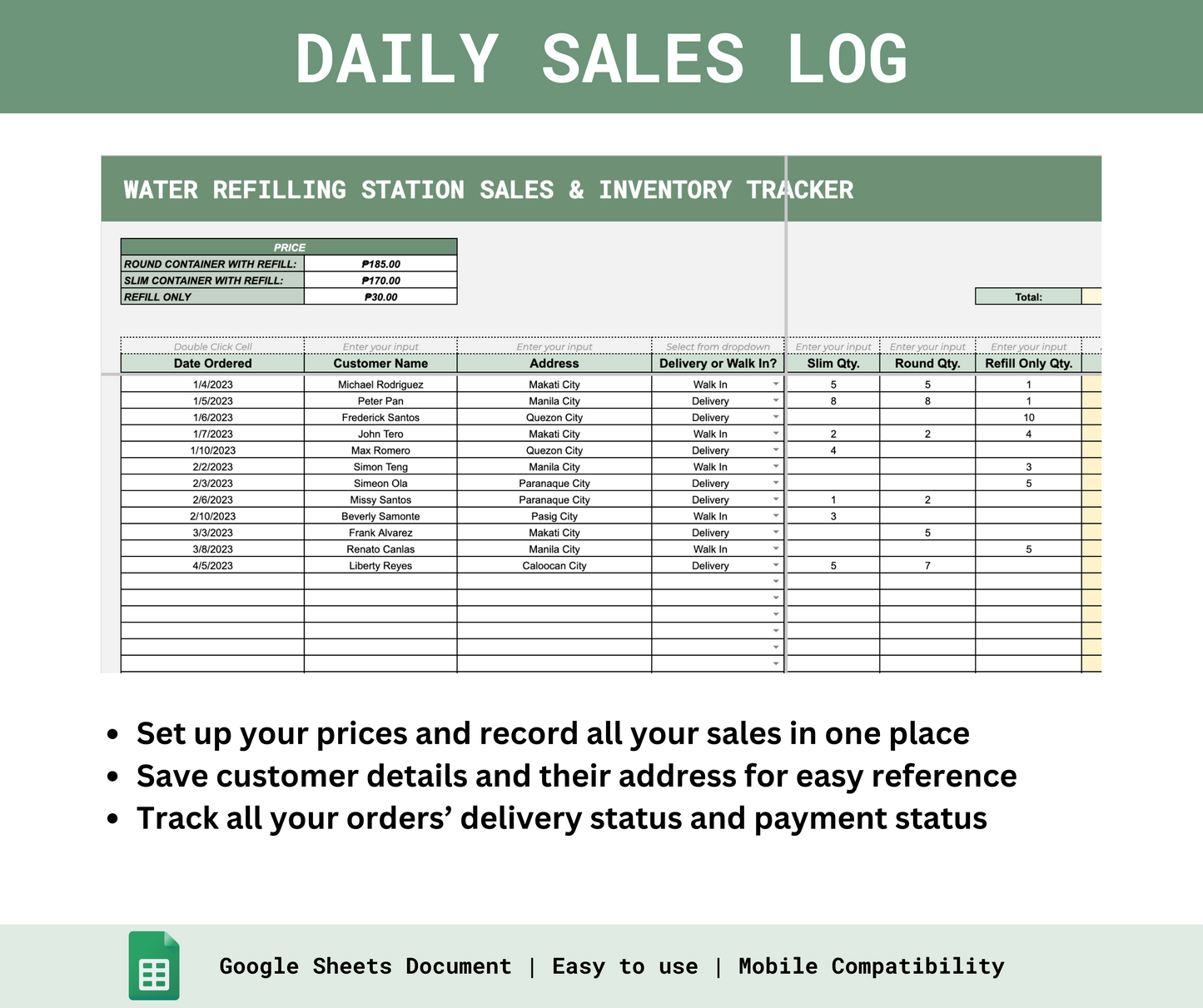 Water Refilling Station Sales & Inventory Tracker