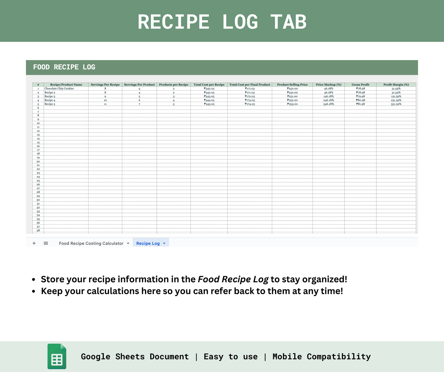 Food Recipe Costing Calculator