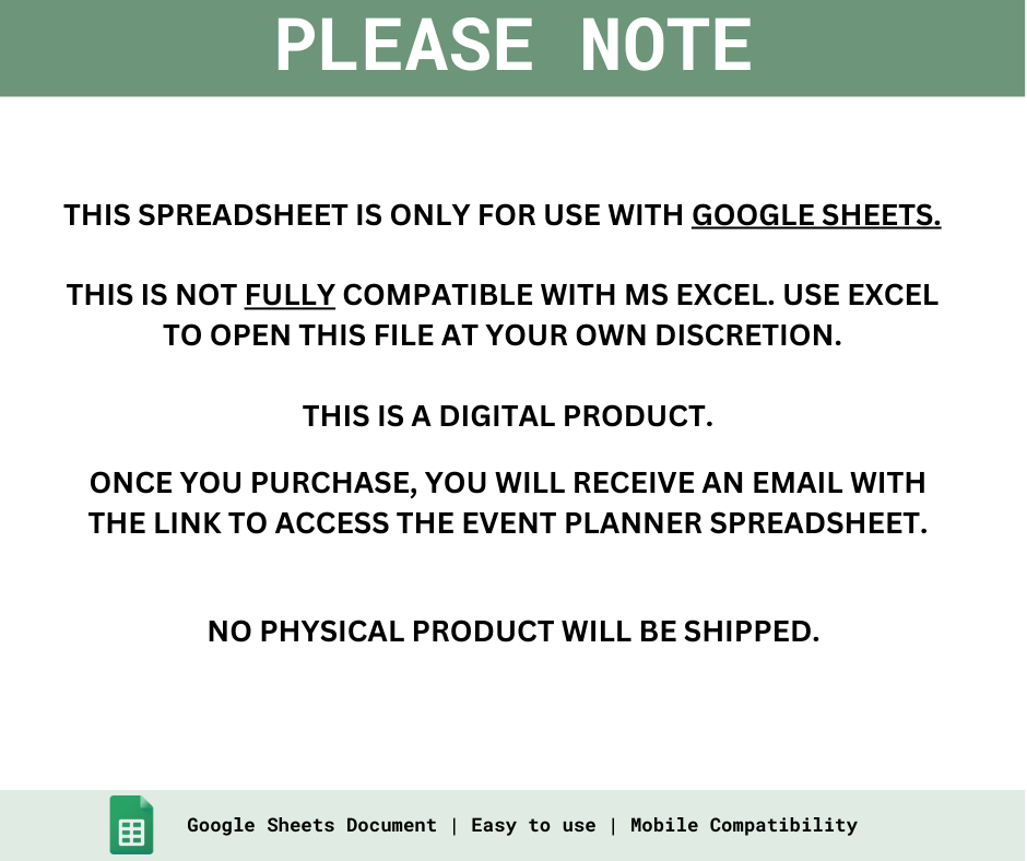 Event Planner Spreadsheet