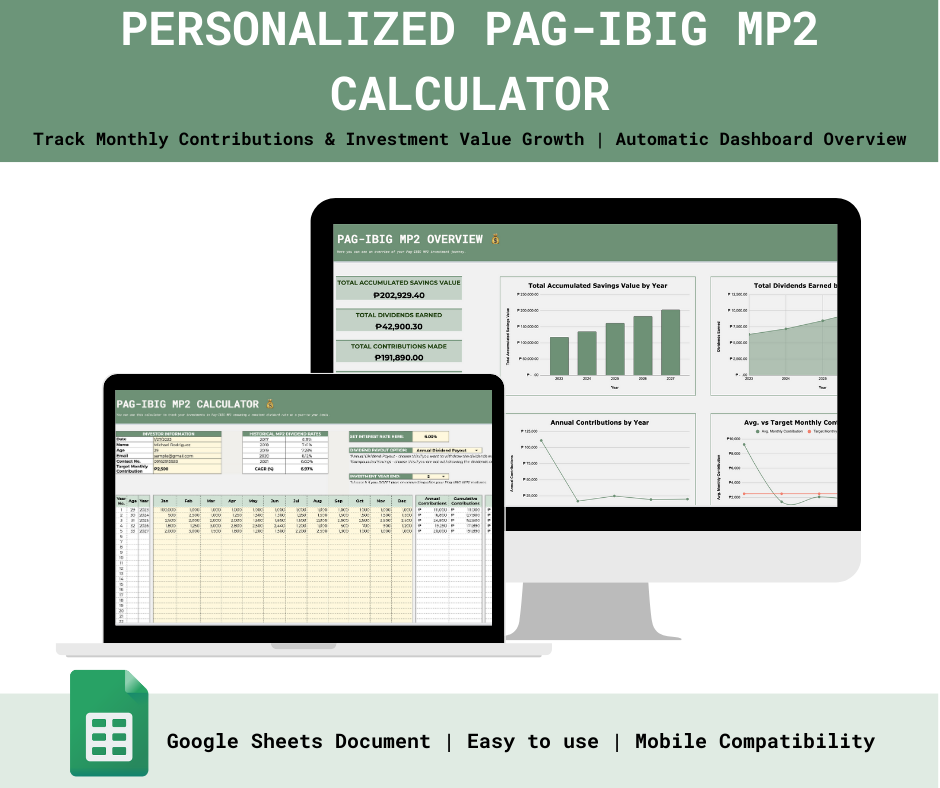 Personalized Pag IBIG MP2 Calculator Spreadsheets PH personalized-pag-ibig-mp2-calculator-spreadsheets-ph