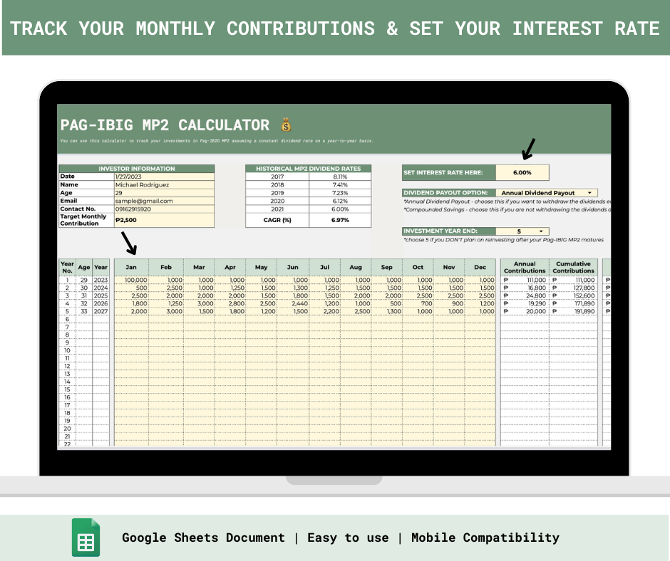 Personalized Pag-IBIG MP2 Calculator