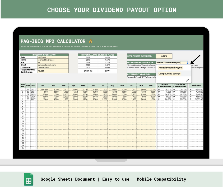 Personalized Pag-IBIG MP2 Calculator