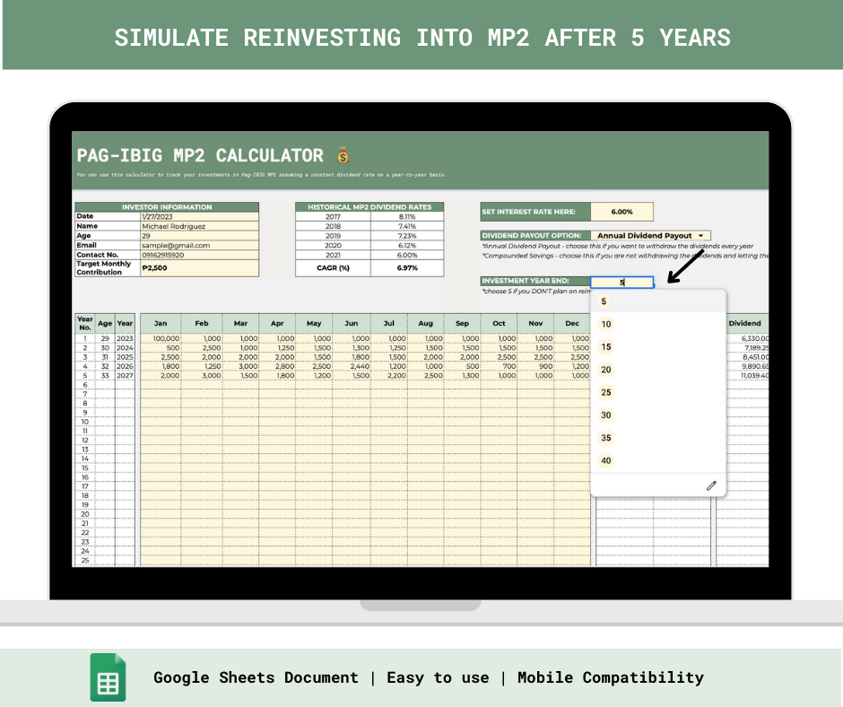 Personalized Pag-IBIG MP2 Calculator