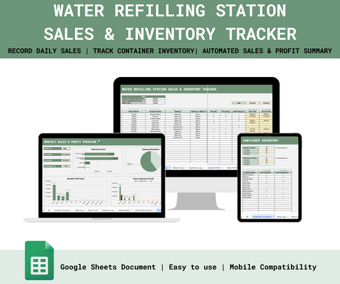 Water Refilling Station Sales & Inventory Tracker – Spreadsheets PH