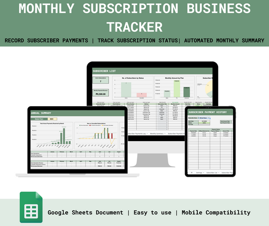 Monthly Subscription Business Payments Tracker
