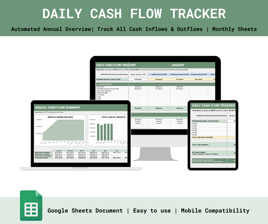 Daily Cash Flow Tracker Template — Excel & Google Sheets | Spreadsheets PH