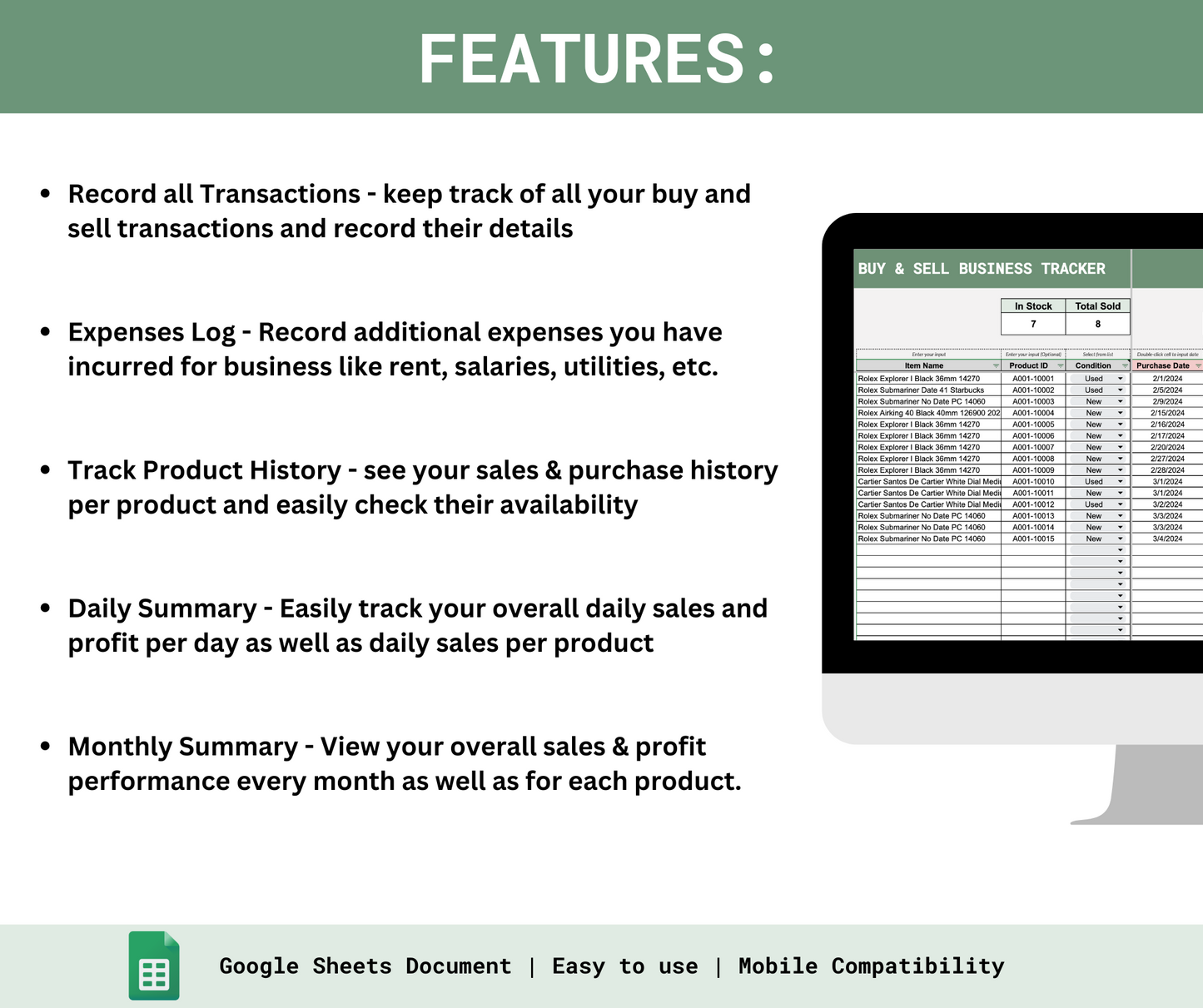 Buy and Sell Business Tracker