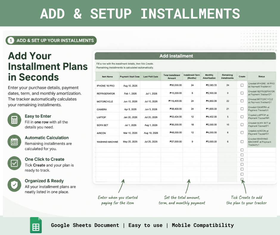 Monthly Installment Tracker