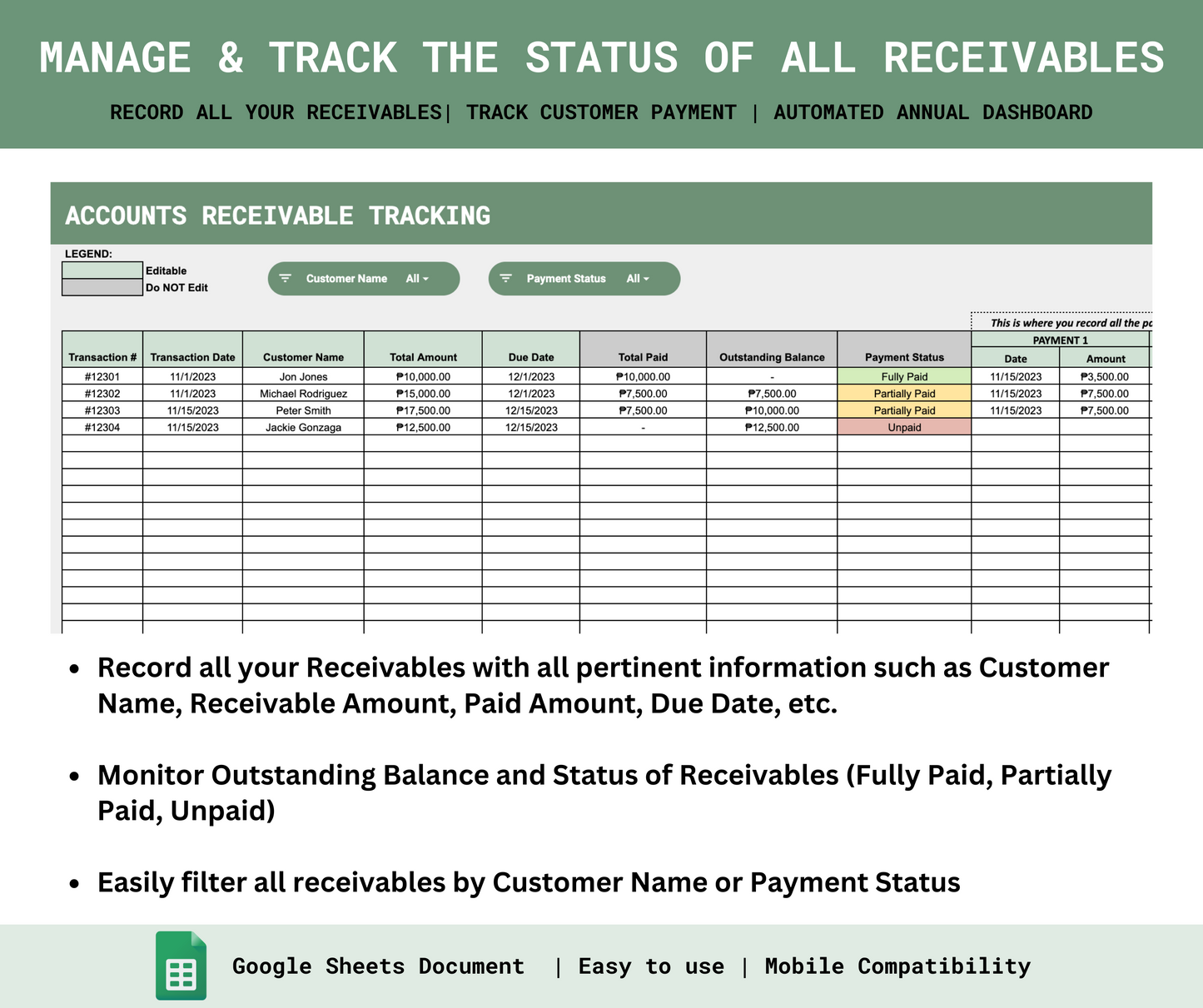 Accounts Receivables Tracker – Spreadsheets PH