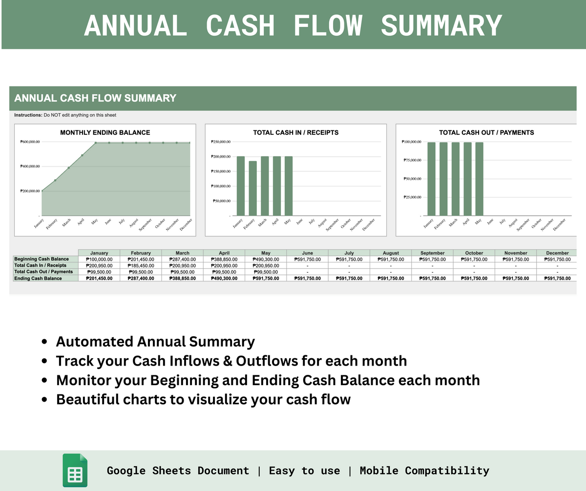 Daily Cash Flow Tracker Template — Excel & Google Sheets | Spreadsheets PH