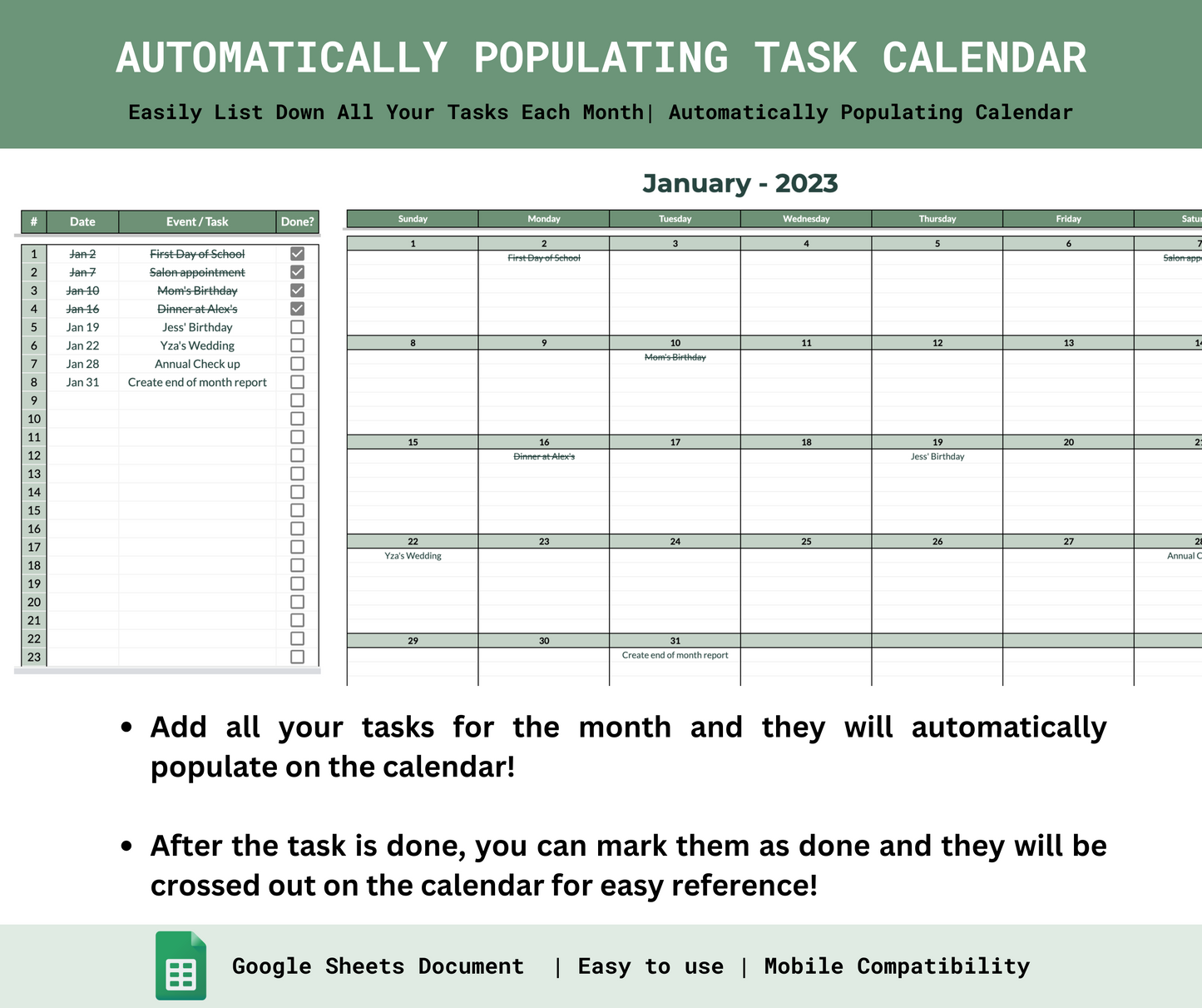 Dynamic Task Calendar