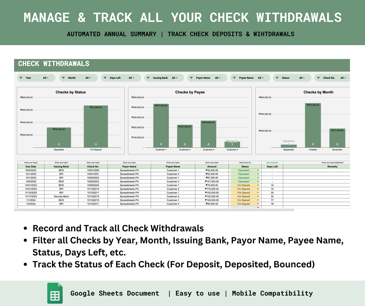 Clockwise Checking Report Check Monitoring Template – Spreadsheets PH