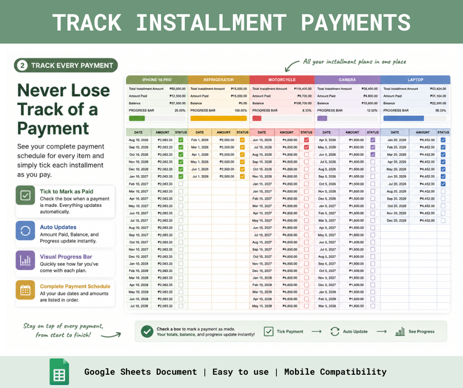 Monthly Installment Tracker