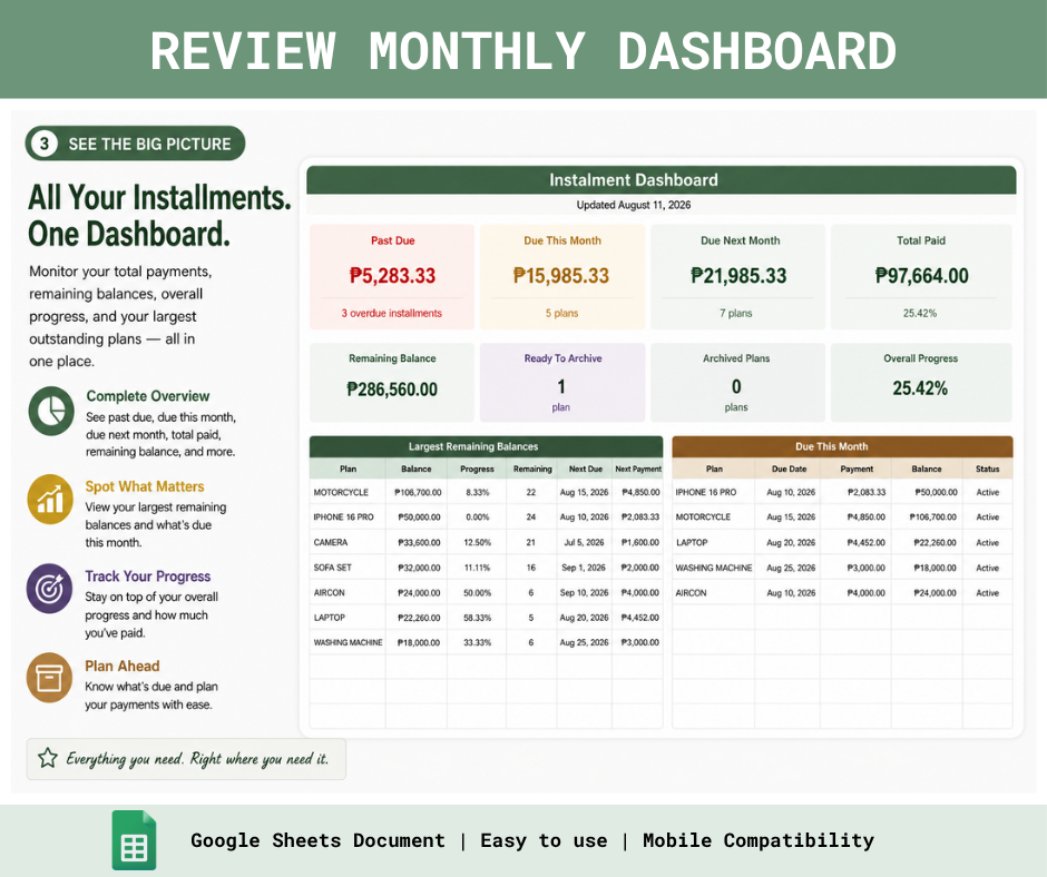 Monthly Installment Tracker