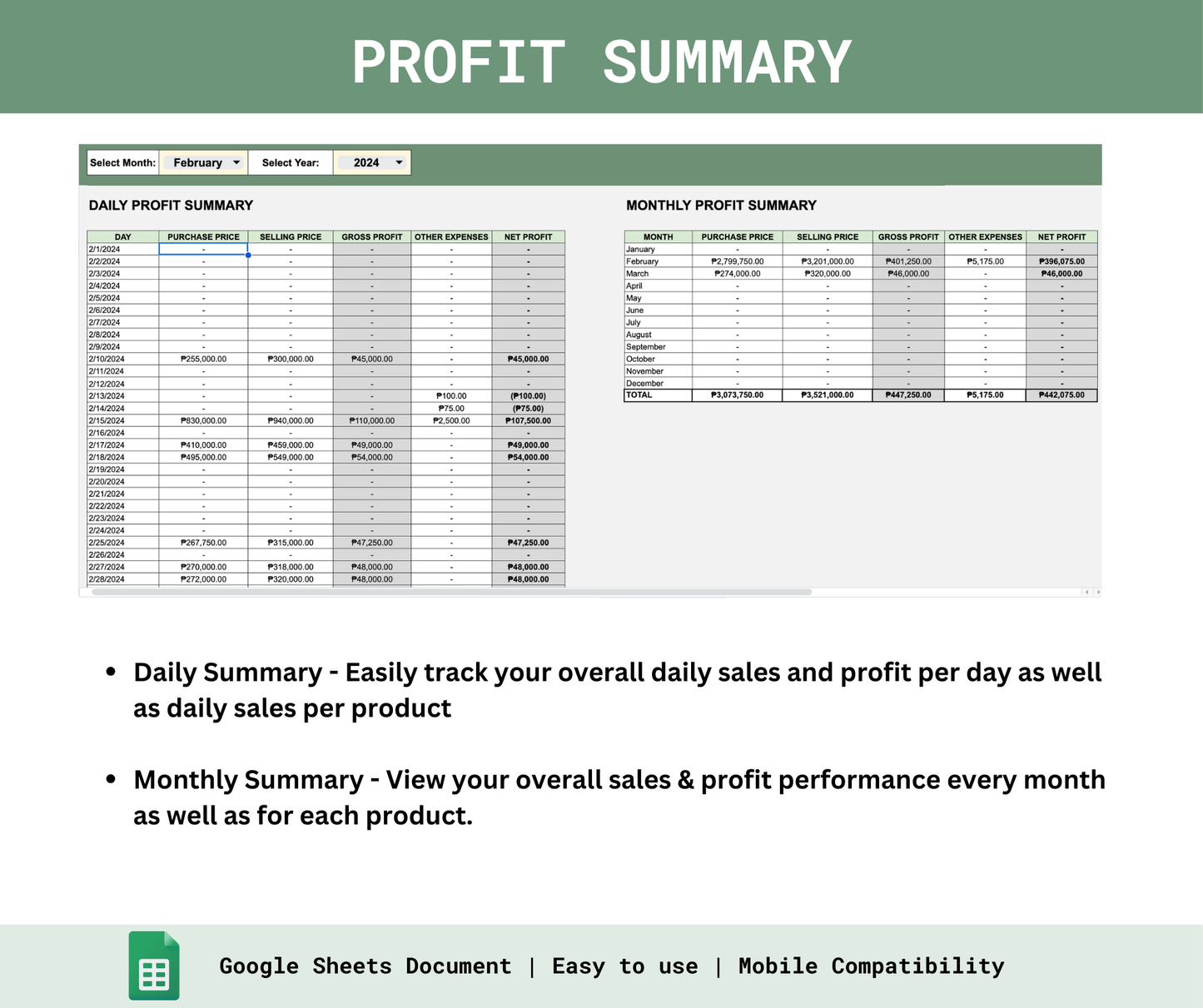 Buy and Sell Business Tracker