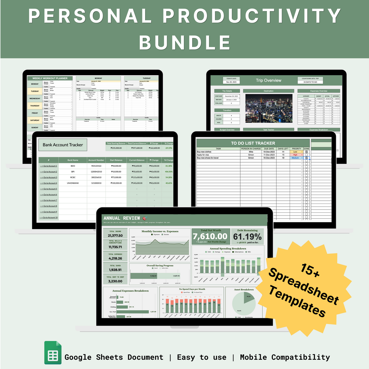 Productivity Packet Personal Productivity Bundle – Spreadsheets PH