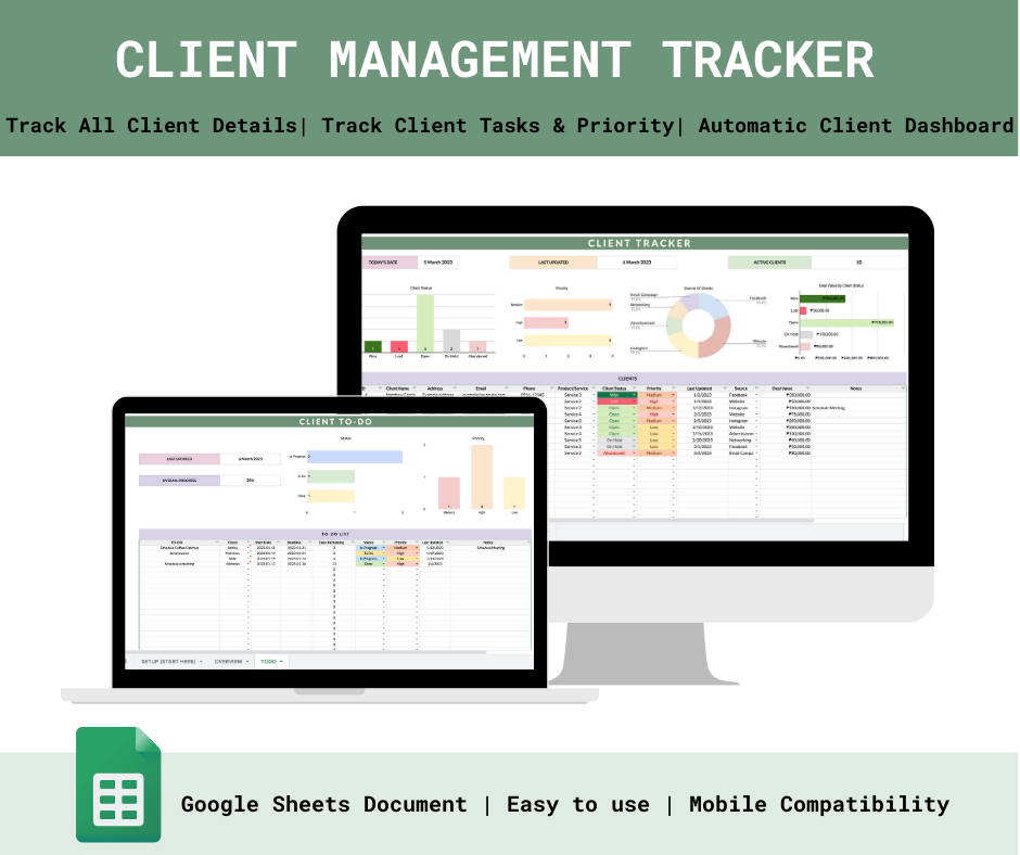 Client Service Tracker Client Management Tracker – Spreadsheets PH