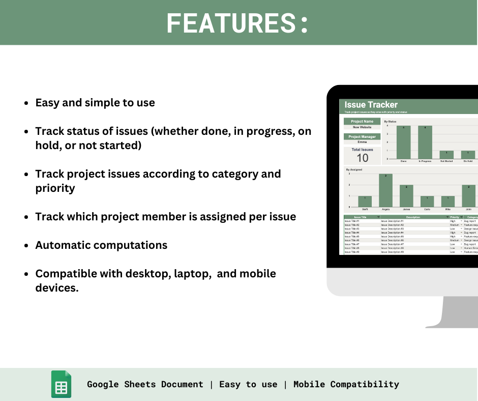 Project Issue Tracker – Spreadsheets PH