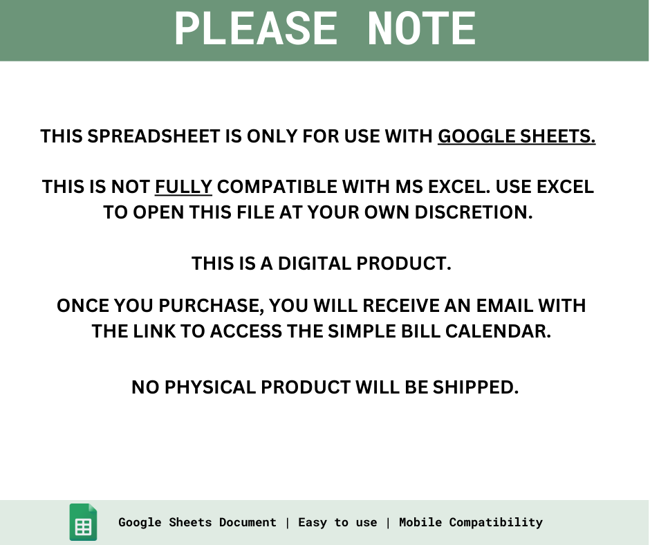 Simple Bills Calendar