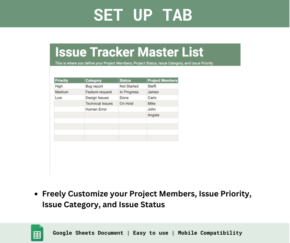 Project Issue Tracker – Spreadsheets PH
