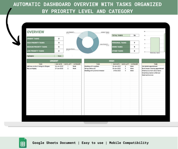 Digital To-Do List / Task Tracker – Spreadsheets PH