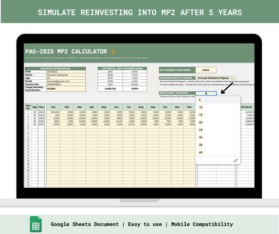 Personalized Pag-IBIG MP2 Calculator – Spreadsheets PH